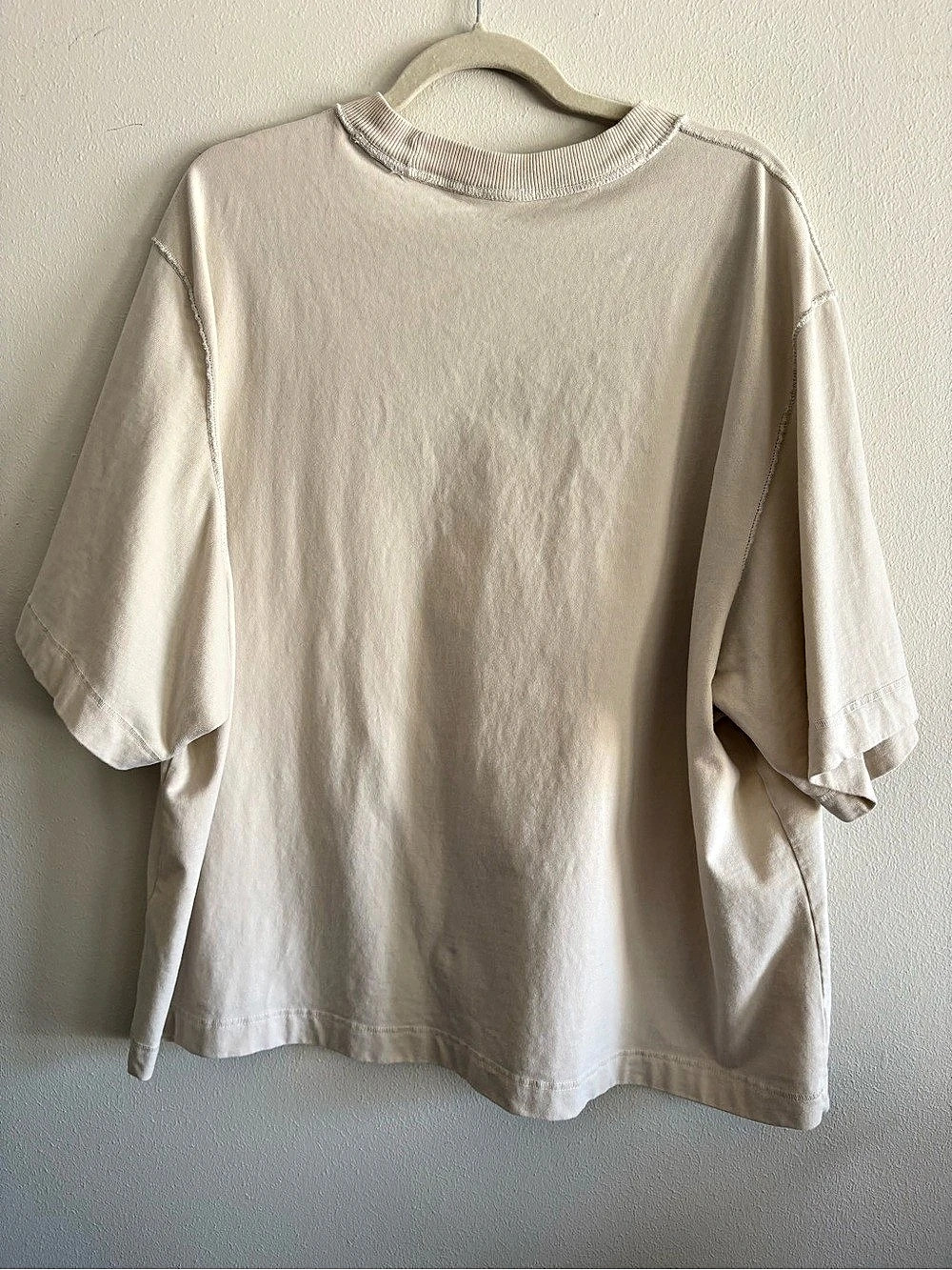 Abercrombie & Fitch Premium Heavyweight Cropped Tee Cream XL